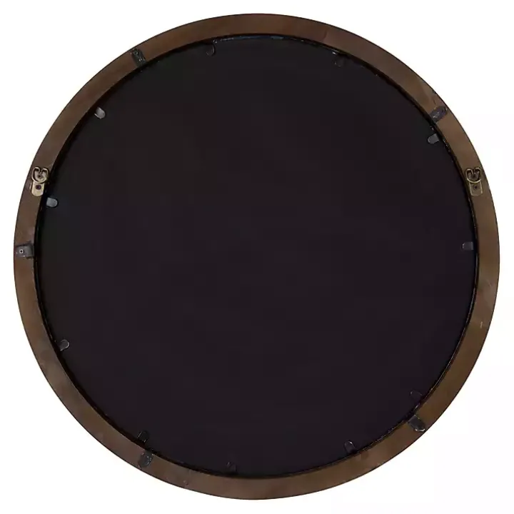 Audubon Brown Wood Round Wall Mirror