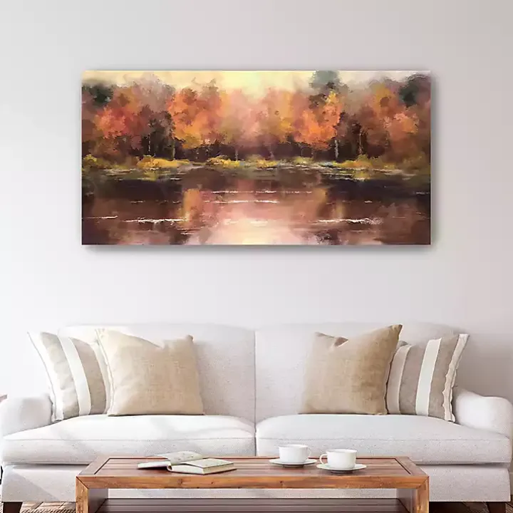 Autumn Lake Canvas Art Print, 60x30 in.