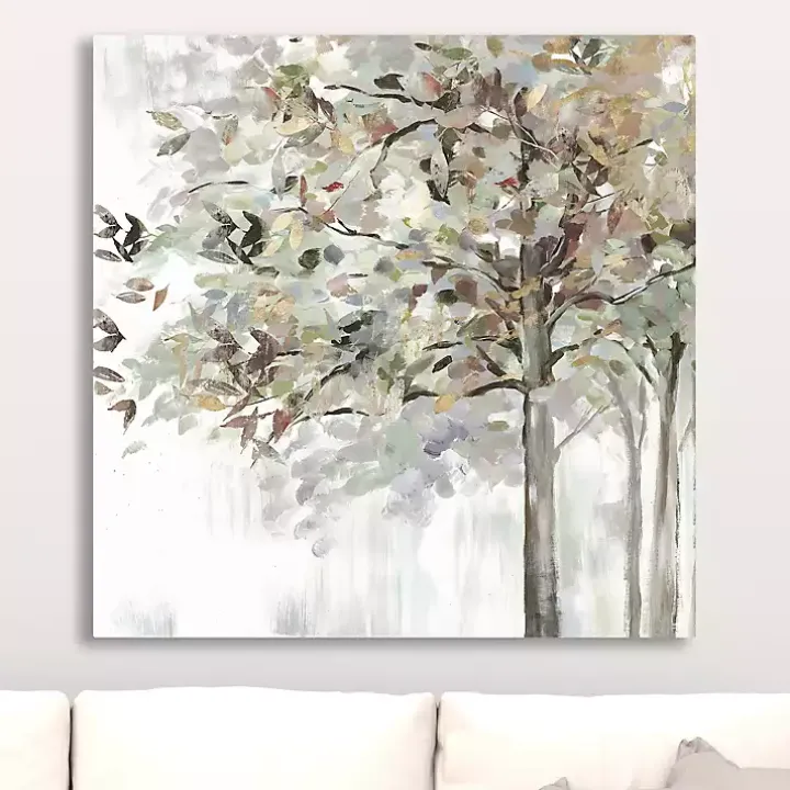 Autumn Leaves Neutral Giclee Canvas Art, 30x30 in.