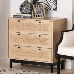 Ava Light Brown 3-Drawer Cabinet