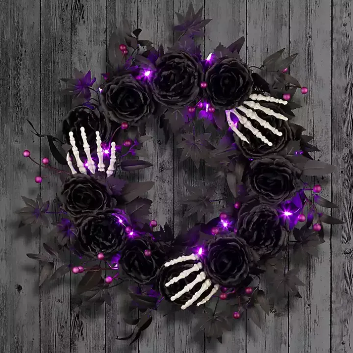 Bad to the Bone Black Roses Wreath