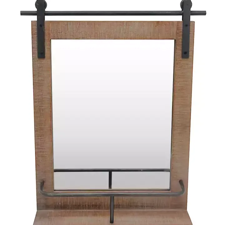 Barn Door Mirror with Shelf