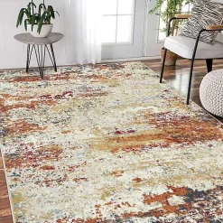 Bastia Ivory Orange Area Rug, 5x7