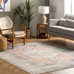 Bea Distressed Vintage Washable Area Rug, 5x8