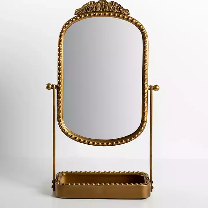 Beaded Bordeaux Tray Base Tabletop Mirror