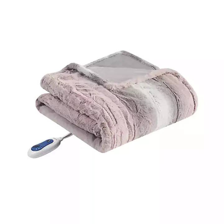 Beautyrest Blush Faux Fur Oversized Heated Throw