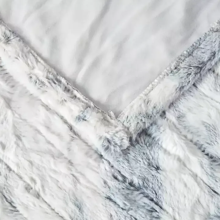 Beautyrest Silver Faux Fur Oversized Heated Throw