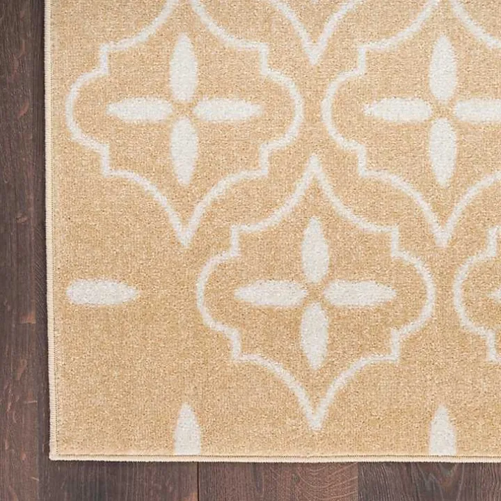 Beige & Ivory Quatrefoil Indoor/Outdoor Rug, 4x6
