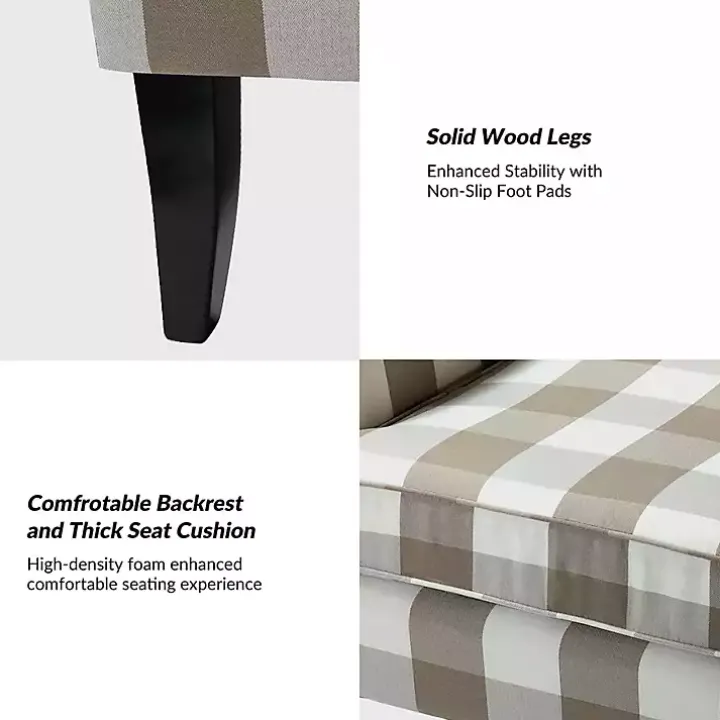 Beige Buffalo Check Upholstered Armchair