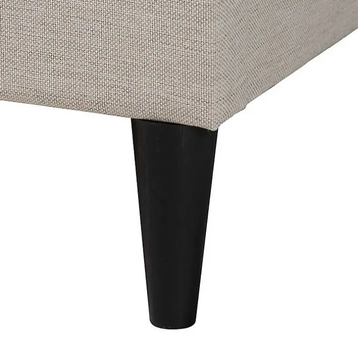 Beige Button Tufted Headboard Queen Bed Frame