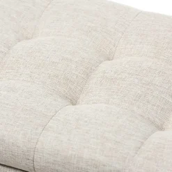 Beige Grid-Tufted Contemporary Storage Bench