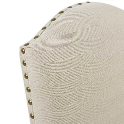Beige High Back Skirted Dining Chairs, Set of 2