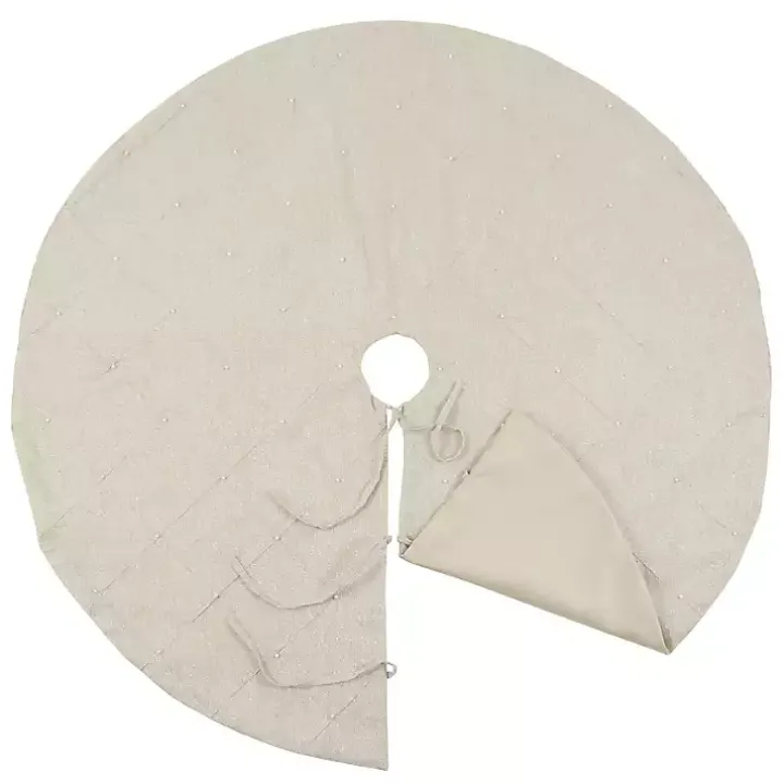 Beige Linen Diamond Stitched Tree Skirt