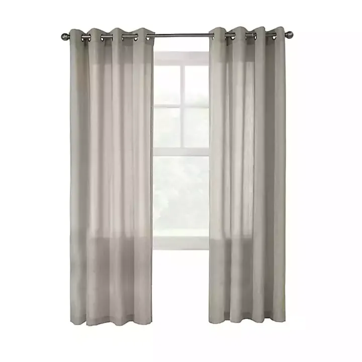 Beige Linen Light Filtering Curtain Panel, 108 in.