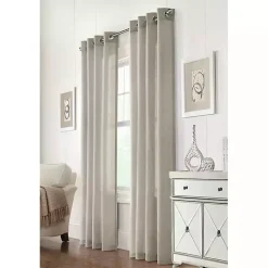 Beige Linen Light Filtering Curtain Panel, 108 in.