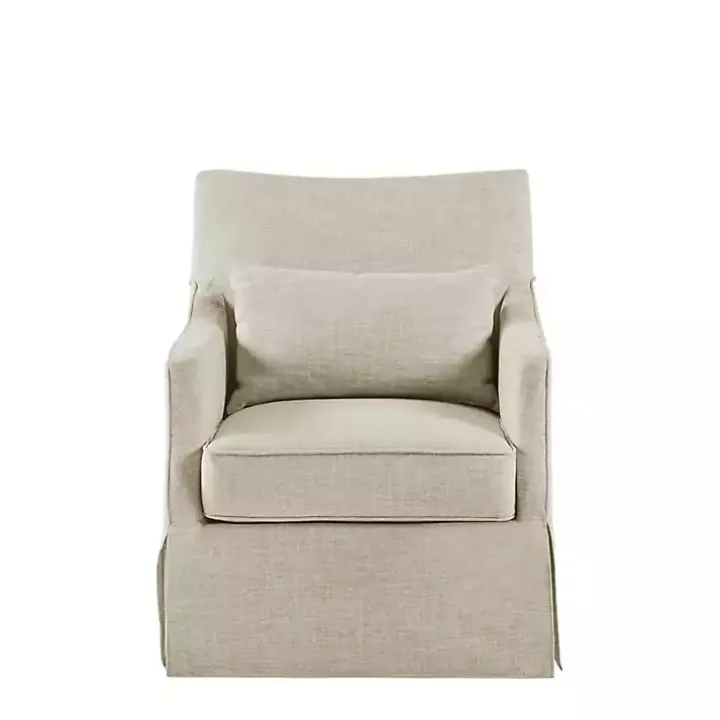 Beige Skirted Swivel Martha Stewart Accent Chair