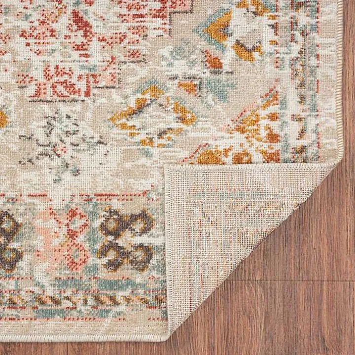 Beige Southwestern Mosaic Outdoor Area Rug, 5x7