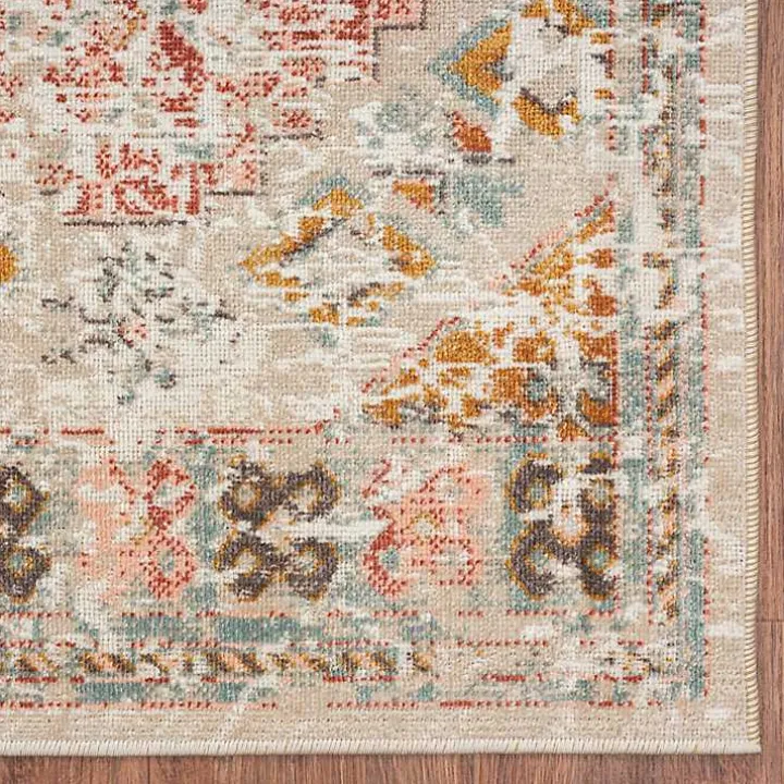 Beige Southwestern Mosaic Outdoor Area Rug, 5x7