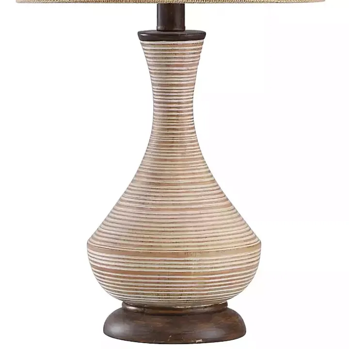 Beige Stripes Curved Table Lamp