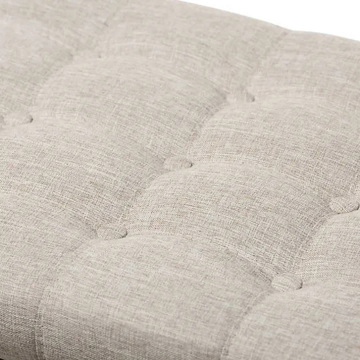 Beige Tufted Upholstery Storage Ottoman