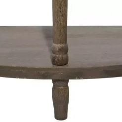 Beige Wood and Metal Half Moon Console Table