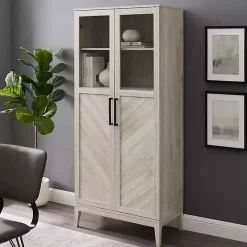 Birch Chevron Wooden Storage Cabinet