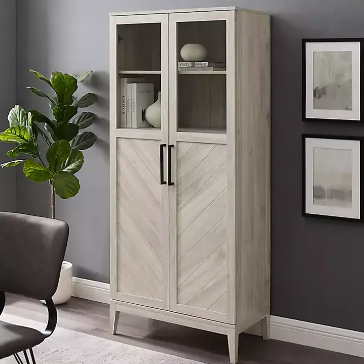 Birch Chevron Wooden Storage Cabinet