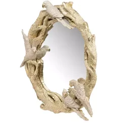 Birds on Golden Branches Wall Mirror