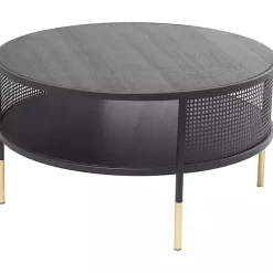Black & Gold Metal Mesh Round Coffee Table