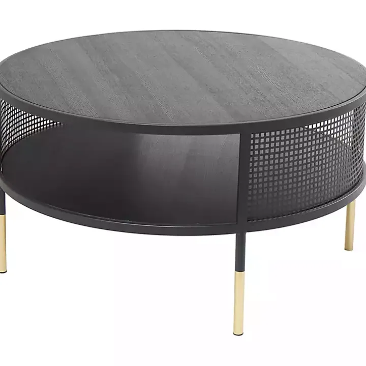 Black & Gold Metal Mesh Round Coffee Table