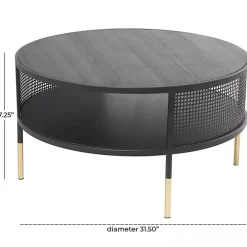 Black & Gold Metal Mesh Round Coffee Table