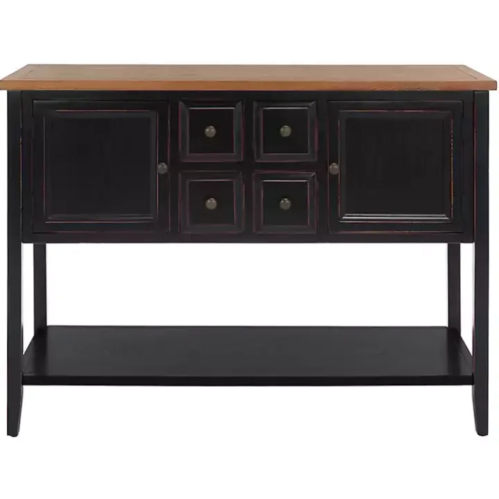 Black & Oak 4-Drawer Charlotte Sideboard