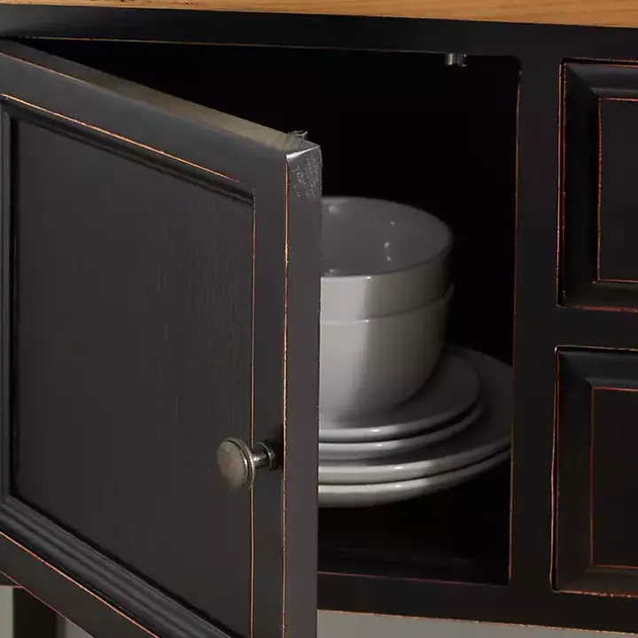 Black & Oak 4-Drawer Charlotte Sideboard