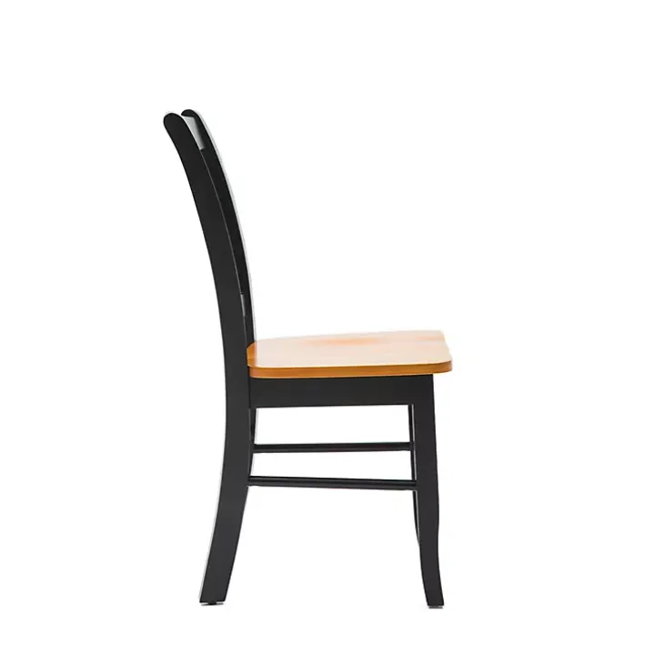Black & Oak Wood Shaker Dining Chairs, Set of 2