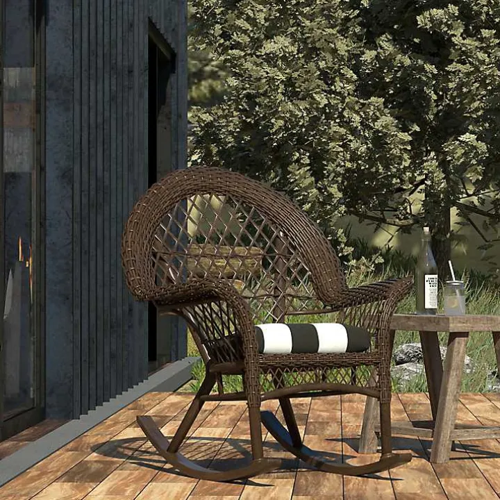 Black & White Awning Stripe Outdoor Chair Cushion