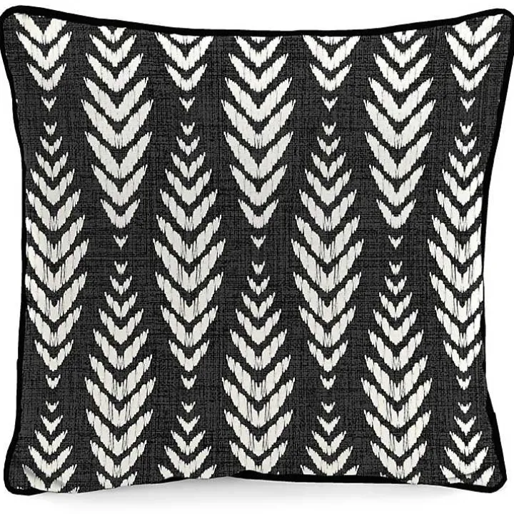 Black & White Geometric Leaves Outdoor Pillow