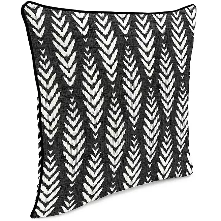 Black & White Geometric Leaves Outdoor Pillow