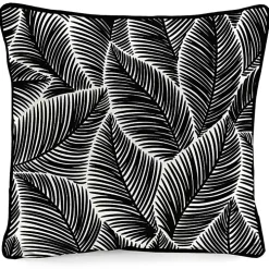 Black & White My Happy Place Outdoor Pillow