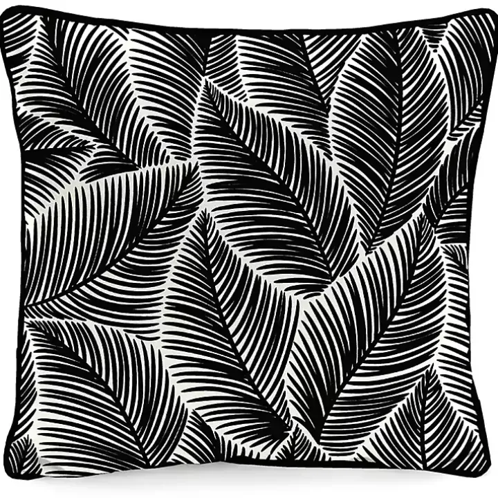 Black & White My Happy Place Outdoor Pillow