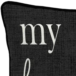 Black & White My Happy Place Outdoor Pillow