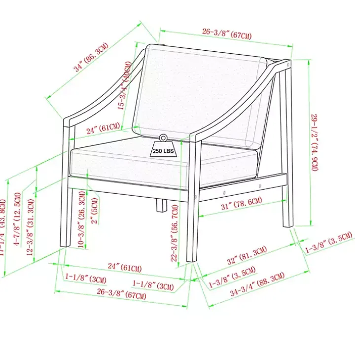 Black Acacia Wood Outdoor Club Chair