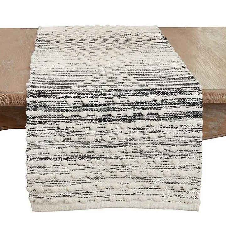 Black and Cream Textured Diamonds Table Runner
