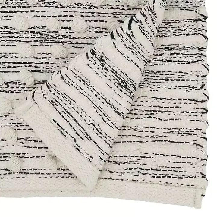Black and Cream Textured Diamonds Table Runner