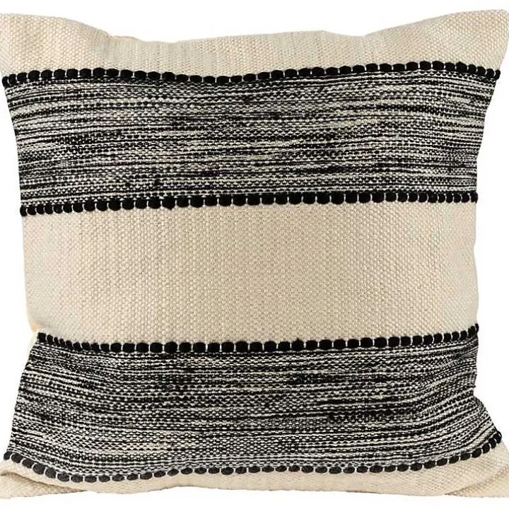 Black and Cream Textured Indoor/Outdoor Pillow