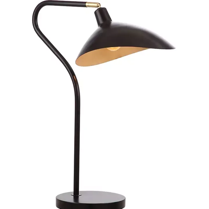 Black and Gold Curved Neck Giselle Task Lamp
