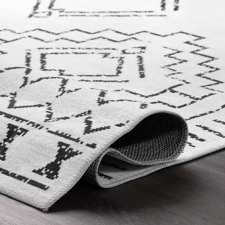 Black and Ivory Moroccan Washable Runner