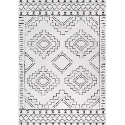 Black and Ivory Moroccan Washable Area Rug, 3x5