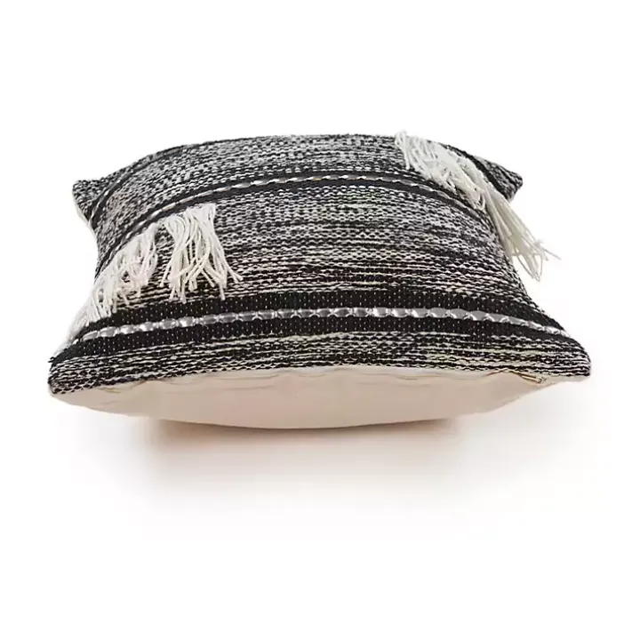 Black and Natural Mingled Texture Pillow