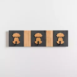 Black and Natural Wood Dog Hooks