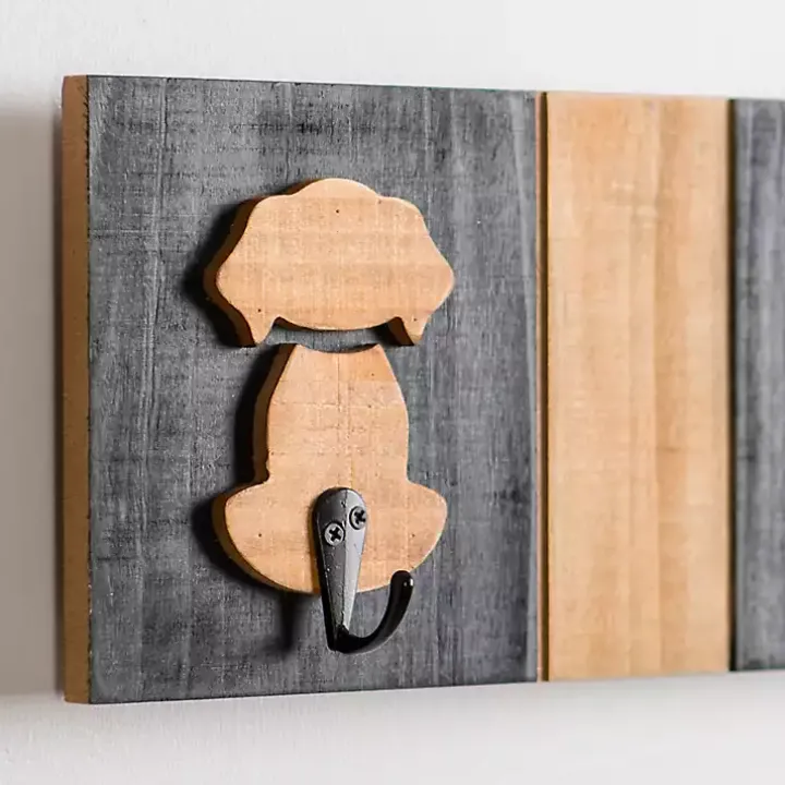 Black and Natural Wood Dog Hooks